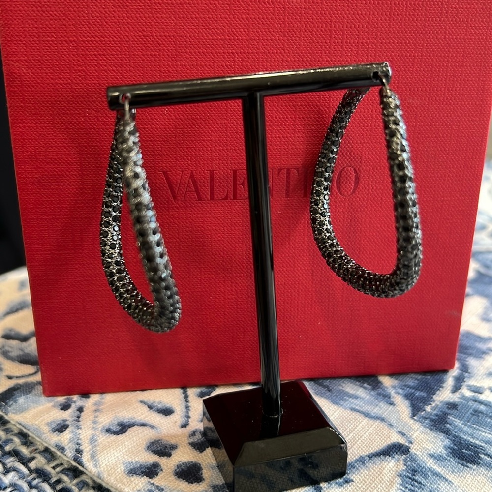 VALENTINO
Shadowshine embellished hoop earrings